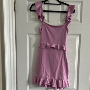 Privacy Please Lavender Ruffle Mini Dress